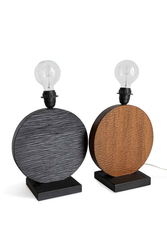 Paire de lampes design en bois – Années 1980