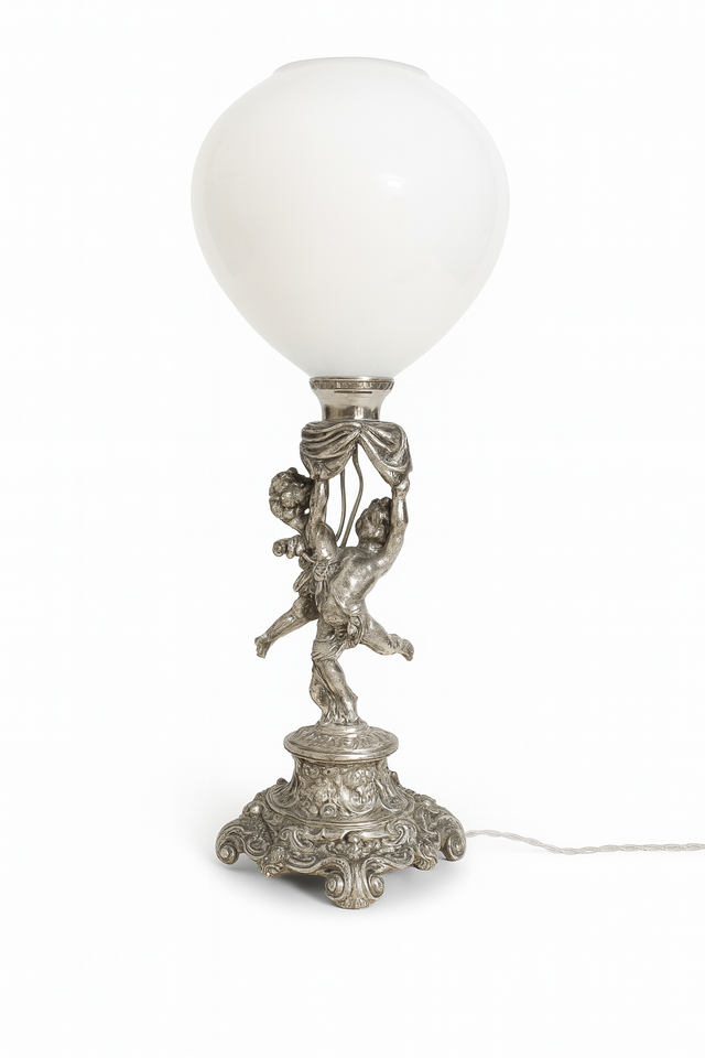 Lampe en bronze argenté – XIXe siècle