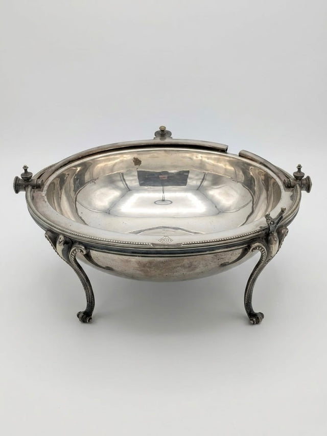 Plat garde-chaud en métal argenté – Angleterre, XIXe siècle
