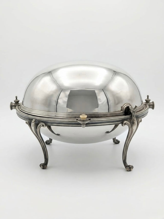 Plat garde-chaud en métal argenté – Angleterre, XIXe siècle