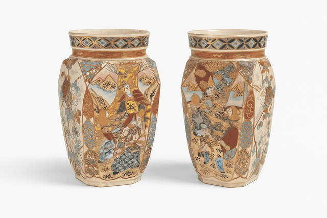paire de vases en porcelaine satsuma — japon - 0