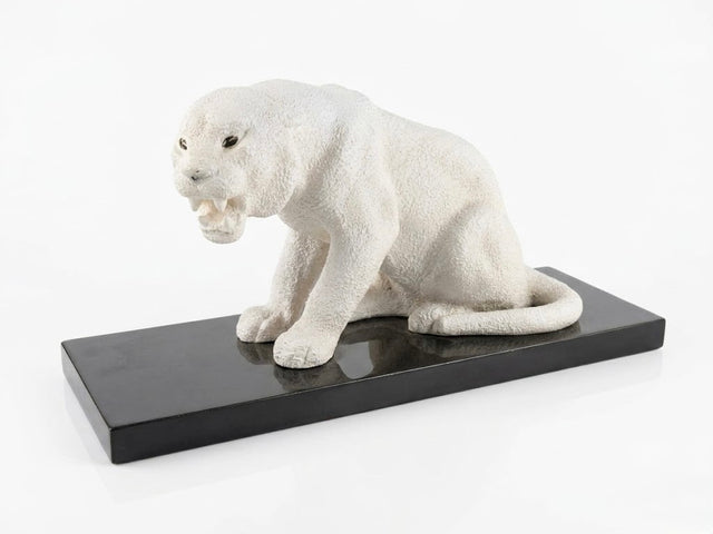 Panthère rugissante d'époque Art Déco en céramique – Sculpture animalière – Circa 1930