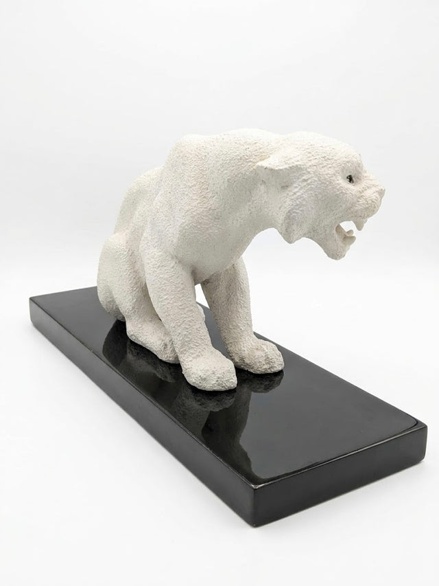 Panthère rugissante d'époque Art Déco en céramique – Sculpture animalière – Circa 1930