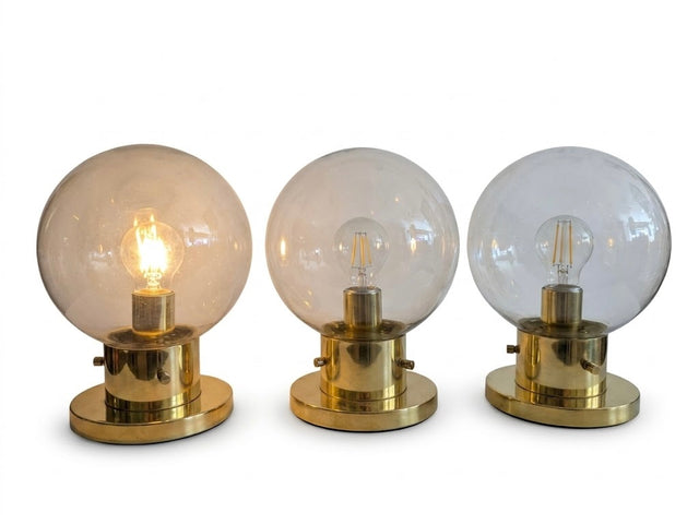 Rares lampes de table vintage en laiton et verre soufflé – LIMBURG (Allemagne)