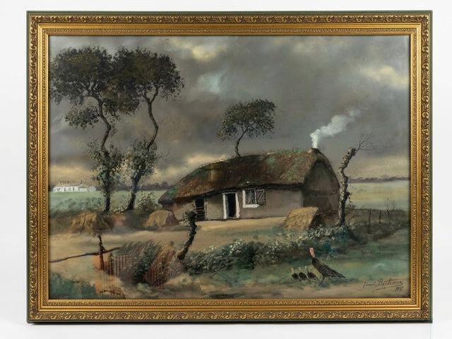 Aquarelle gouachée d'Edmond Bertreux - France, XXᵉ siècle, 64 x 38 cm