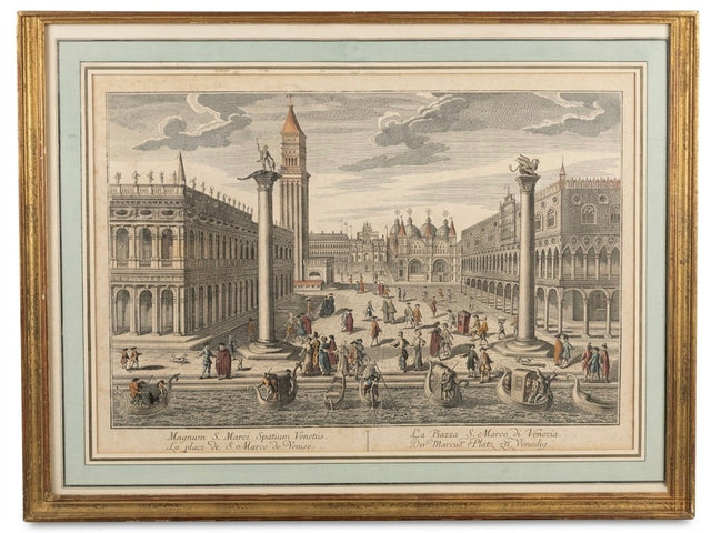 Gravure "La Place San Marco" - Marcus Platz, Venise, XVIIIᵉ siècle