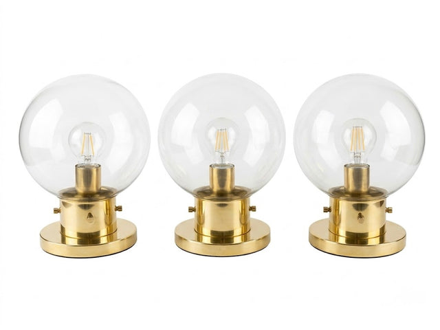 Rares lampes de table vintage en laiton et verre soufflé – LIMBURG (Allemagne)