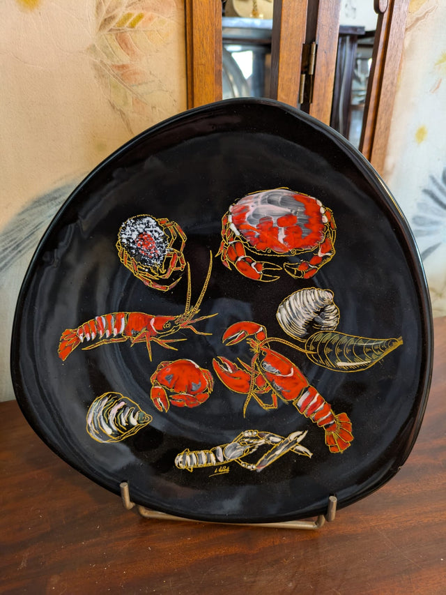 Assiette de collection en faïence de Longwy – Modèle « CRUSTACÉS »